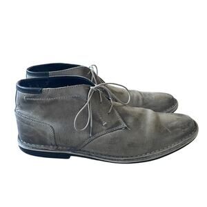 Steve Madden Men's 11.5 Hestonn Leather Chukka Boots Lace Up Gray Shoes